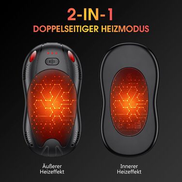 Електричні грілки для рук FANDLISS 10000mAh, 2 шт., з двостороннім нагрівом, USB, 3 режими, для кемпінгу та активного відпочинку