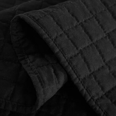 Покривало покривало ковдра 240x260см темно-сіро-кремове печворк, двосторонній дизайн картата ковдра ковдра для двоспального ліжка з підкладкою та стьобана (220x240 см, чорний), 2 шт.
