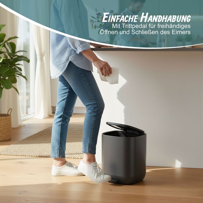 Відро для сміття Relaxdays 5 л з м'яким закриттям