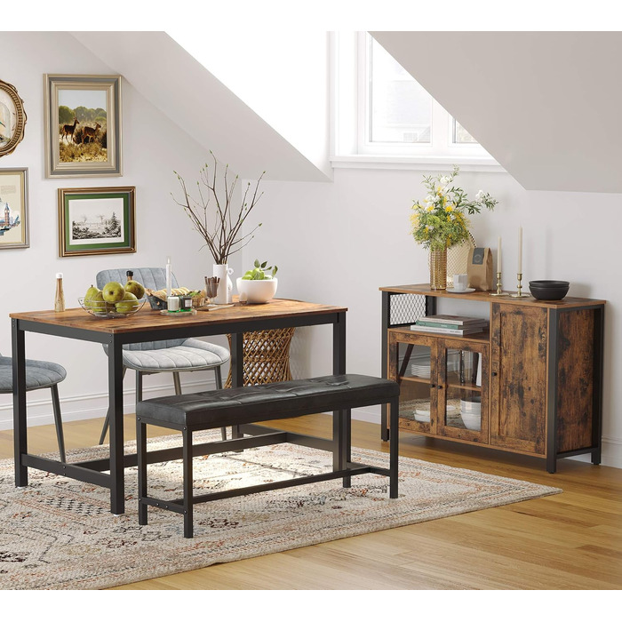 Стійка VASAGLE з 3 дверцятами для вітальні, кухні, їдальні, 33 x 110 x 75 см, стиль кантрі, вінтажний колір, LSC096B01