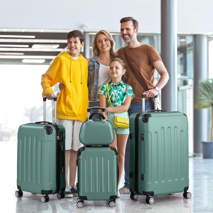 Набір валіз LALAHO 4 шт. з косметичками, з ABS пластику, турецький, з захисними куточками (смужки)