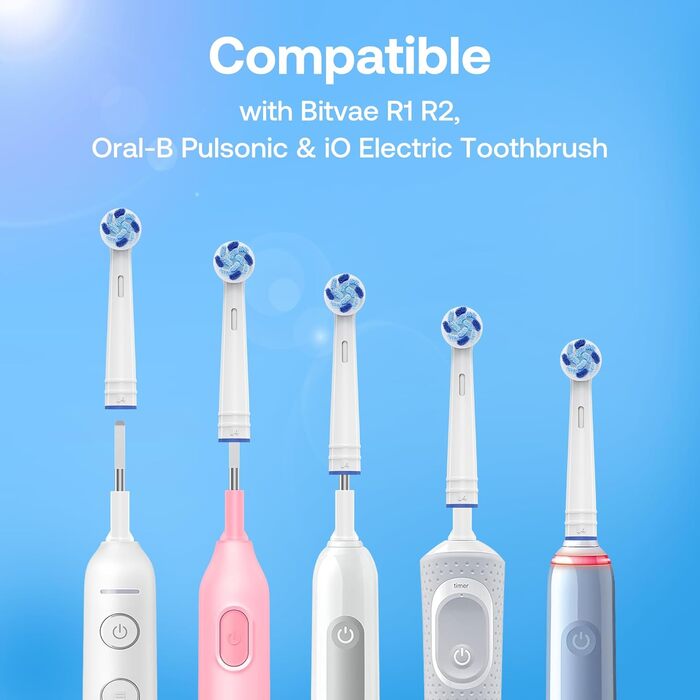 Електрична зубна щітка Bitvae з 8 насадок для дорослих та дітей, кейс для подорожей, 5 режимів, таймер 2 хвилини, 60 днів роботи, (Червона R1H3, Рожева)