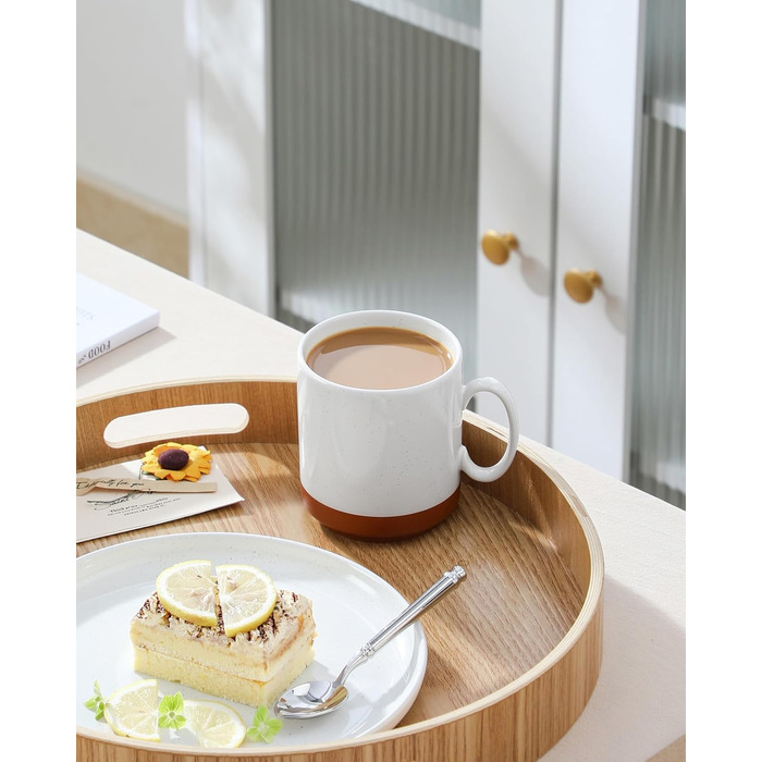 MALACASA Сервіз на 6 осіб (24 предмети) з реактивною глазур'ю, кераміка, серія TARA, білий з коричневими акцентами