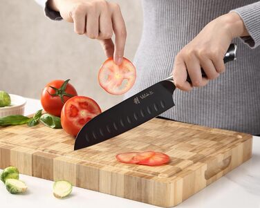 Набір кухонних ножів Wakoli Titanium Noir (5 предметів) з бруском - професійний набір кухонних ножів з титанового покриття, нержавіюча сталь, чорний колір, магнітний бруск