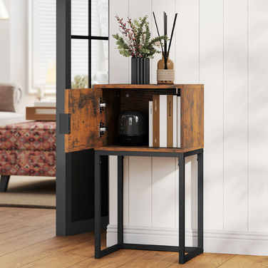 Консольний столик з полицею, індустріальний стиль, для вітальні або передпокою, 40x30x76 см, коричневий у стилі рустик