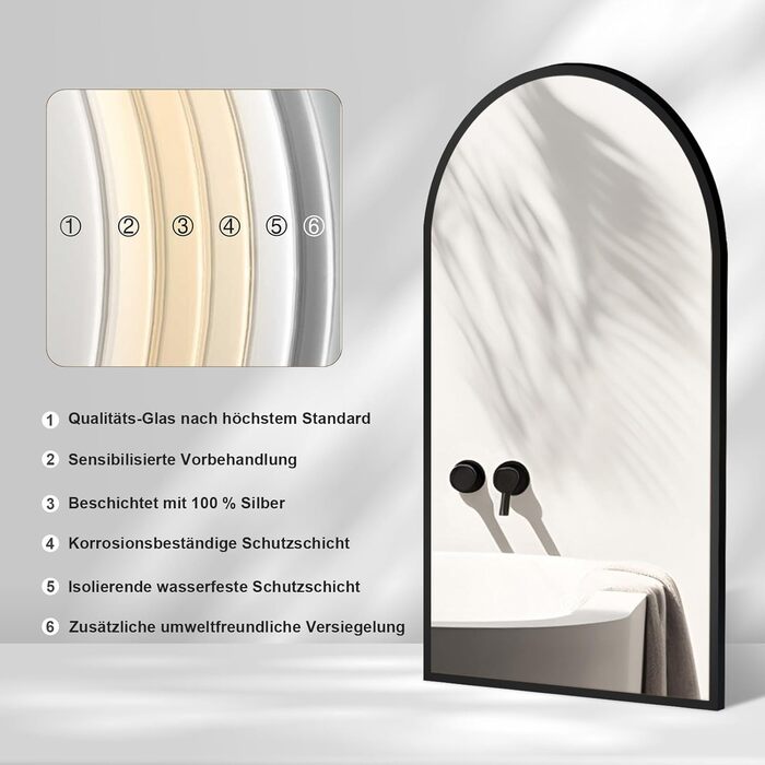 Дзеркало для ванної кімнати овальне з підсвічуванням 75x45 см, LED, сенсорне керування, зміна кольору світла (чорний)