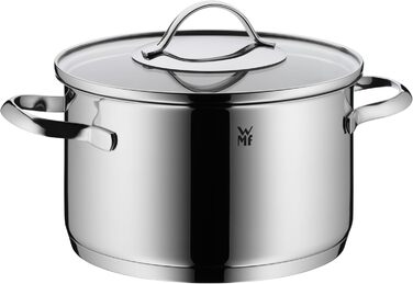 Набір каструль WMF Aparto з нержавіючої сталі Cromargan, 5 предметів, з кришками з термостійкого скла, для індукційних плит, без антипригарного покриття, придатний для миття в посудомийній машині