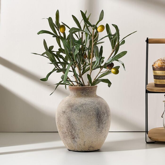 Керамічна ваза для квітів ручної роботи, 15.2 см, богемний стиль, декор для дому, теракота, сіро-коричневий колір