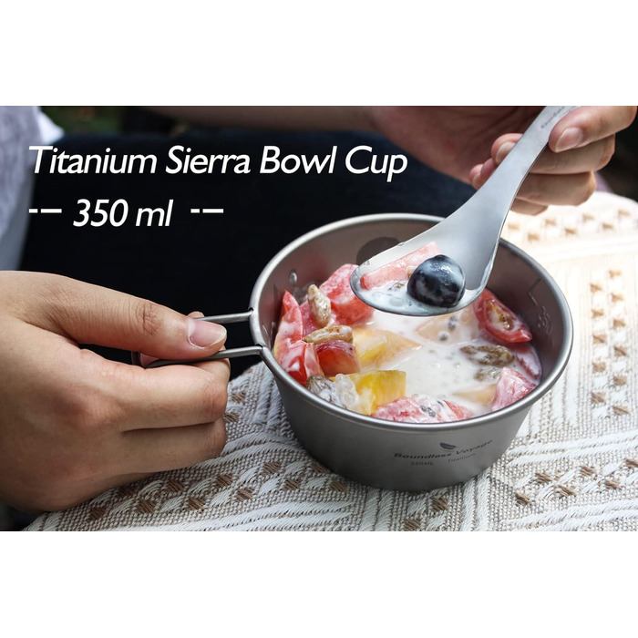 Титанова миска 520 мл Чаша Sierra Bowl Кемпінгова кружка з кришкою та підвісною ручкою Відкритий горщик Похідний портативний чашка Посуд Легкий кемпінговий посуд Набір для приготування їжі Ti1098T (350 мл Ti1097t)