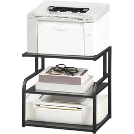 HOOBRO Стійка для принтера, 3-ярусний стіл-організатор, багатофункціональний письмовий стіл, стійка-шафа для принтера, з регульованою полицею, для офісу, кухні, вітальні, чорний EBB06PS01