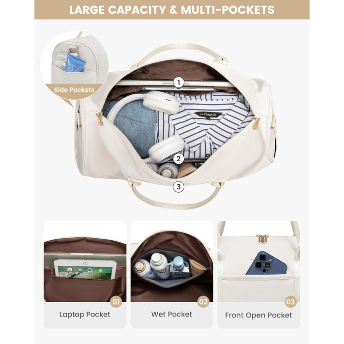 Сумка-мішок LOVEVOOK для жінок, 40л, 2 шт. (бежевий & хакі), з відділенням для взуття та мокрих речей, для подорожей, спортзалу, Gym, Yoga, ручна поклажа