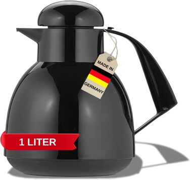 Термос Helios Day з нержавіючої сталі, 1,0 л, чорний (ізольований, з поворотним клапаном)