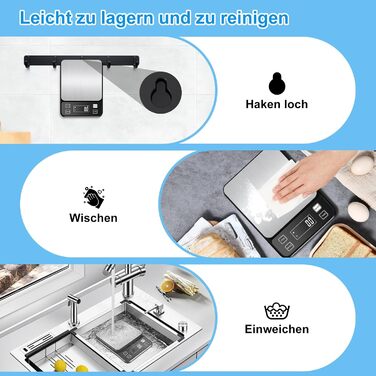 Кухонні ваги Diyife 10 кг, 0,1 г, з нержавіючої сталі, LCD-дисплеєм, функцією тарування та підрахунку, чорні