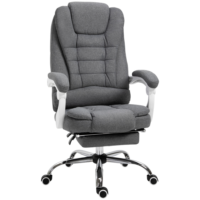 Ергономічний стілець Vinsetto Office Chair зі складною підставкою для ніг, регулюється по висоті та нахиляється, метал сірий для комфорту в домашньому офісі