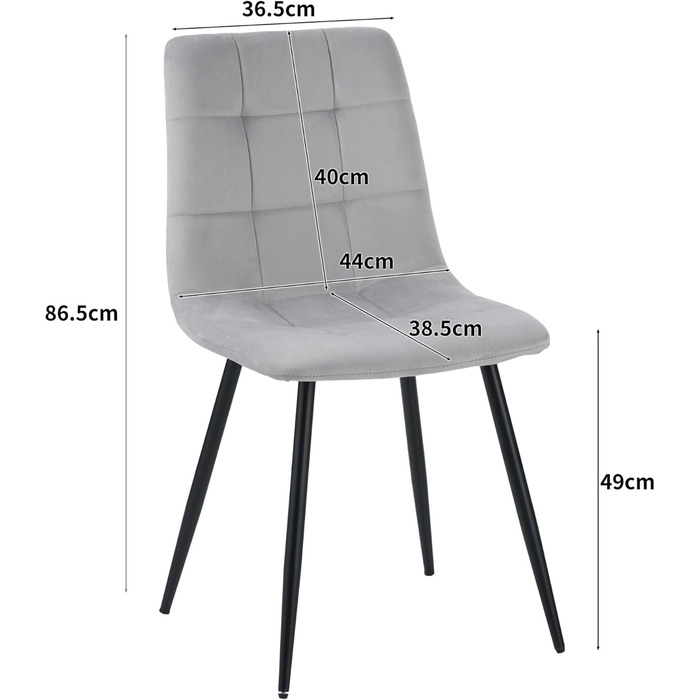 Крісло ALBATROS Bora для обідньої зони, комплект з 4 шт. Стильний дизайн у стилі вінтаж, витримує до 110 кг, м'яке крісло для кухні або обіднього столу (велюр, сірий)
