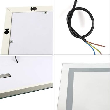 Дзеркало для ванної кімнати Kedia LED з підсвічуванням, 100x60 см, білий колір, Bluetooth, проти запотівання