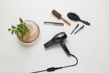 Фен Solis Swiss Perfection 360º ionicPRO 440 з іонізацією, поворотний шнур, насадка для укладки, чорний