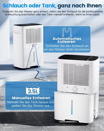 Електричний осушувач повітря 20л/день, високої продуктивності, з функцією сушіння білизни, таймером та системою відтавання, для приміщень до 200 м³/60 м², підходить для квартир, ванних кімнат, підвалів, гарантія 10 років