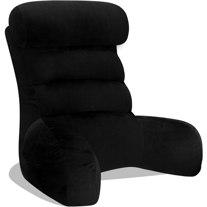 Підлогове крісло-мішок Tinuniyaa з підлокітниками, велике, для читання, роботи, перегляду телевізора, ігор та відпочинку. Максимальна висота користувача 163 см, вага 3.5 кг (Чорний, Стандартний)