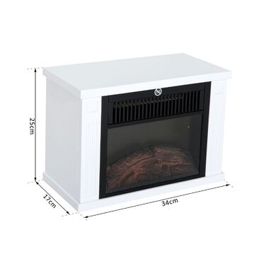 Електрокамін HOMCOM з обігрівом, електричний камін з LED-ефектом полум'я, декоративний камін потужністю 600/1200 Вт, електрична імітація каміна/вогнища, білий