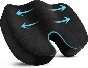 Ортопедична подушка для сидіння Memory Foam для стільця, авто, офісу, дому - HomDSim, чорна