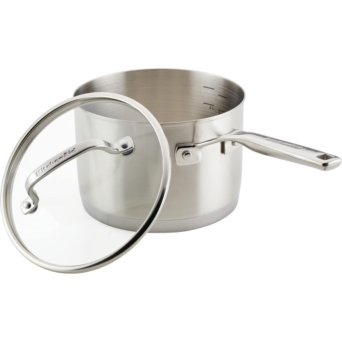 Сковорода гриль KitchenAid 71012 з нержавіючої сталі з антипригарним покриттям, 7.5 л, срібна