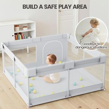 Дитячий манеж-ігровий центр 120x120 см, сірий - безпечний простір для малюків