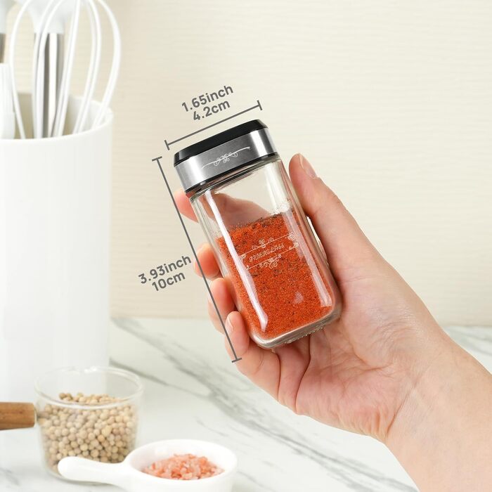 Набір скляних банок для спецій з дерев'яними кришками з акації, 24 шт. (120 мл)