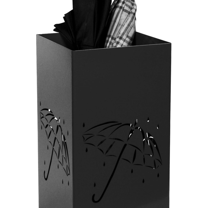 Конструкція стійки для парасольок Umbrella Open, 23 х 23 см, матова нержавіюча сталь, Штифт Szagato, Made in Germany (підставка для парасольок, тримач парасольки, матовий тримач парасольки) (чорний)