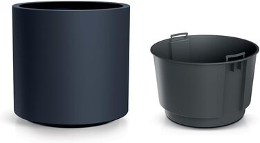 Пластиковий горщик для квітів Tymar з вкладишем, великий (Антрацит DBHER, діаметр 30 см)