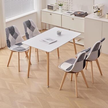 Стільці для їмжі GrandCA HOME: комплект з 4 шт., з масиву буку, в стилі ретро, чорно-білі, для кухні та офісу