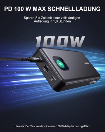 Power Bank 140W, 25000mAh з дисплеєм для ноутбука, MacBook, iPad, iPhone, Switch. Швидка зарядка PD3.1 (Сірий)