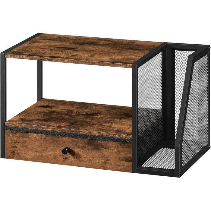 Стіл для принтера, 2-рівневий, з ящиком для зберігання, стелаж для принтера, для дому, офісу, кухні, вітальні, рустикальний коричневий APTHR3001