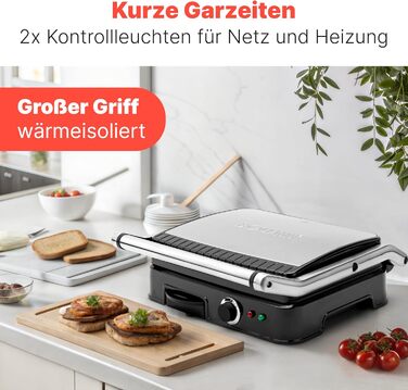 Контактний гриль Bomann KG 2242 CB | 2000W | антипригарне покриття | для приготування Паніні та контактного гриля