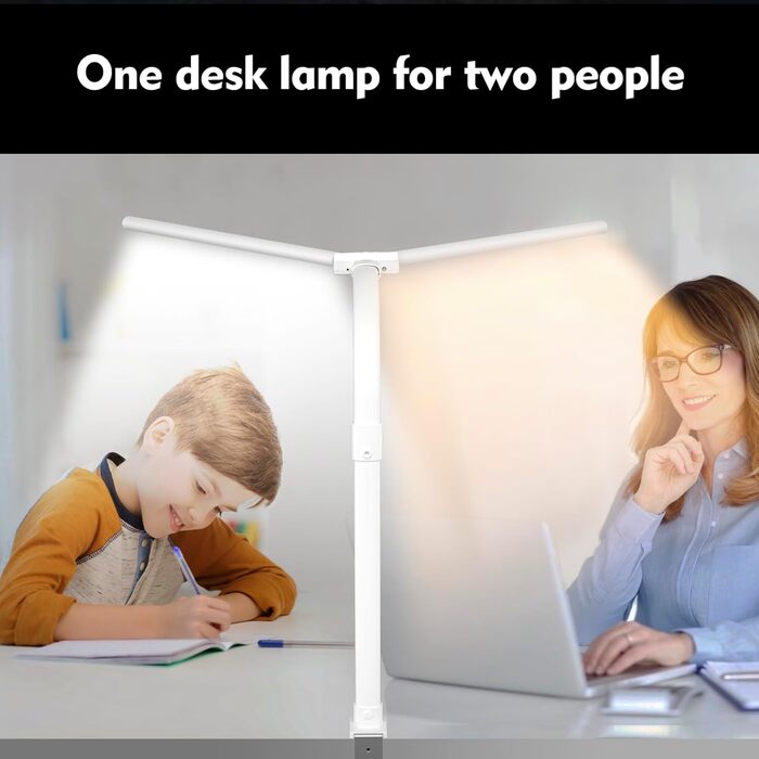 LED настільна лампа LOTTBUTY з регулюванням яскравості, 24W, 80см, для офісу та дому, з гнушим шийкою (біла)