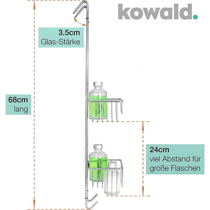 Душова кабіна kowald для кріплення до змішувача-нержавіюча сталь-100 нержавіюча (душова кабіна Kowald L)