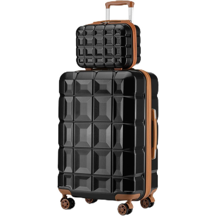 Набір валіз KONO 2 в 1: велика валіза 72 см + косметичка (білий, чорний/коричневий)