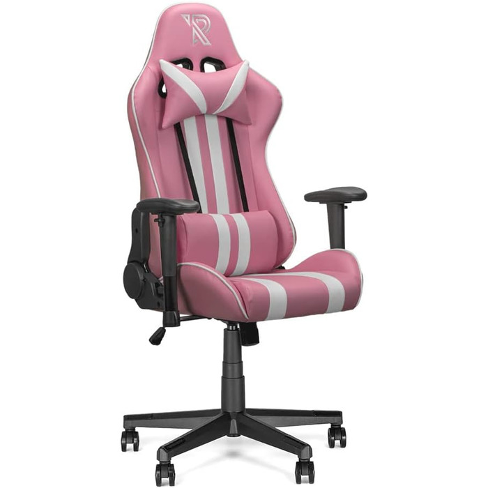 Ігрове крісло Ranqer Felix - 2D підлокітники - регульована на 180 спинка - подушка - нейлоновий каркас - (рожевий / білий)