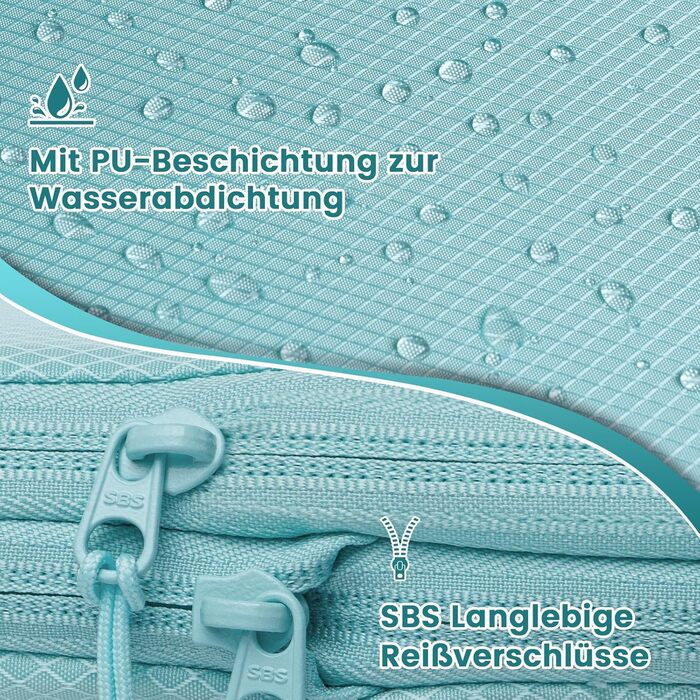 Набір органайзерів для подорожей у валізу з компресією, 8 шт, водонепроникні пакувальні куби для ручної поклажі та рюкзака, світло-блакитний