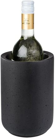Охолоджувач для бетонних пляшок APS ELEMENT - з зручною для меблів нижньою стороною - для пляшок 0,7-1,5 л - Ø 12/10 см, висота 19 см, чорний бетон чорний гладкий одинарний
