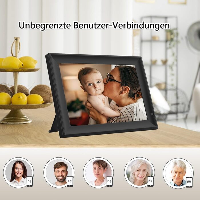 FRAMEO Цифровий фоторámеn 15.6 дюймів WiFi, IPS, FHD 1920x1080, 32GB, сенсорний екран, автоповорот, для стін, фото/відео через додаток FRAMEO