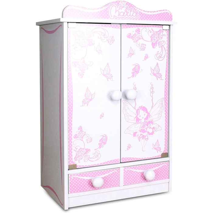 Дитячий шафа-стінка Habeig XXL з 2 дверцятами, 52 см, білий, для ляльок (Рожевий/Білий 822)
