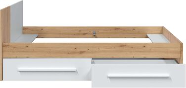 Ліжко дитяче Habitdesign Noa з 2 шухлядами, білий та дуб Nodi, 97x77x196 см (без ламелей)