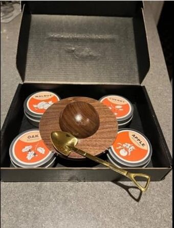 Набір для копчення коктейлів та віскі, з 4 дерев'яними стружками, подарунок на День батька, для Old Fashioned, коктейлів, віскі, бурбону, кави, м'яса, горіхів Saturn - горіх