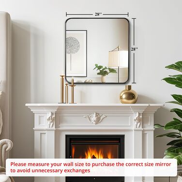 Дзеркало для ванної кімнати Fabuday, 61 x 76,2 см, без рами, для ванної, спальні, в стилі кантрі (Чорний)