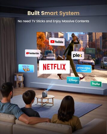 Проектор Mini Beamer 4K Smart з WiFi6, Bluetooth, Dolby Audio, підтримкою Netflix, автофокусом та вертикальною корекцією, сірий