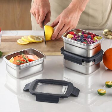 Набір контейнерів для їжі Misichao з нержавіючої сталі (3 шт x 600 мл) - герметичні, для кухні та обіду