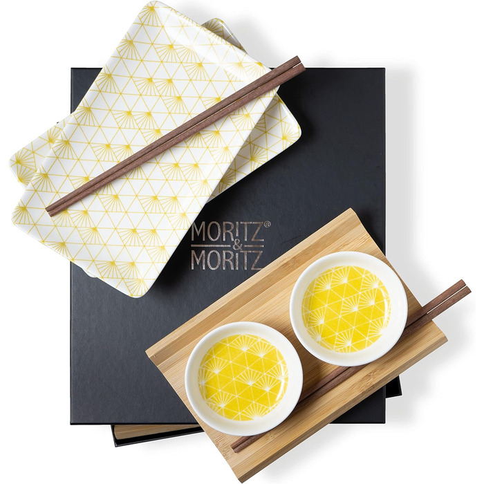 Набір посуду для суші на 2 персони, 10 предметів, жовті промені для гурманів Moritz & Moritz