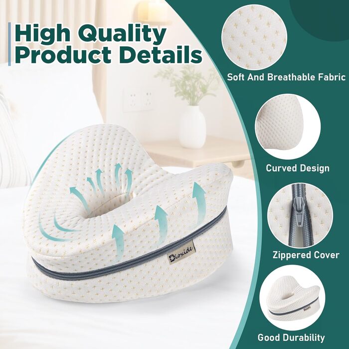 Подушка для ніг та стегон Dioxide для тих, хто спить на боці, з memory foam. Підтримка ніг, колін, стегон, спини та для вагітних. Білий колір.