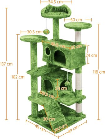 Меблі для котів, лазіння по дереву для котів, (137 см, зелений)
